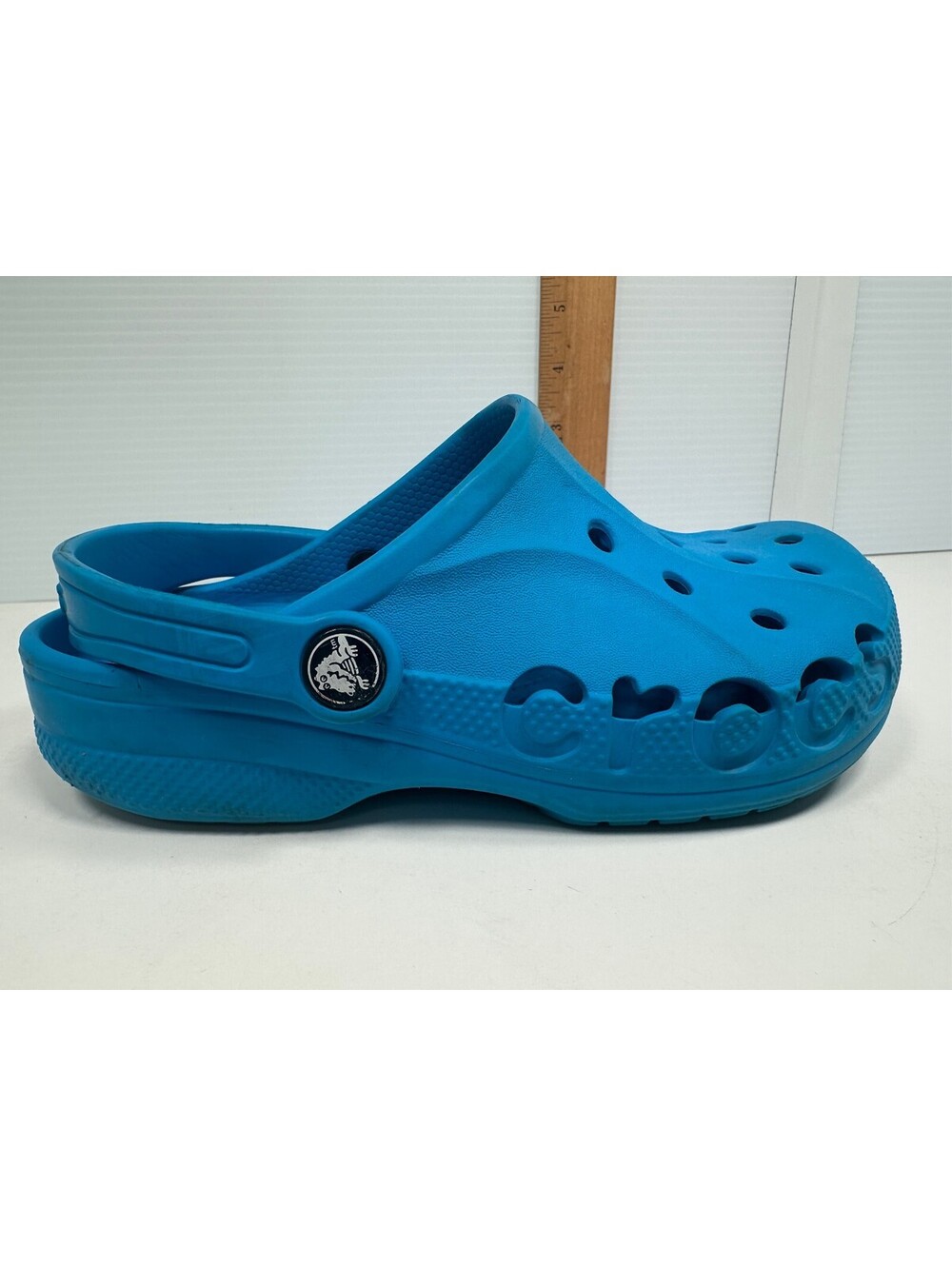 Crocs Baya Classic clogs Size 2 Little KID Sporty Slip On Shoes Blue Cutout Side - Picture 5 of 12